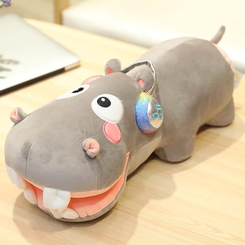 AQCQDQ Kuscheltier Nilpferd, Nilpferd plüschtier, Simuliertes Tier Nilpferd Plüschtier, Realistische Nilpferd Plüsch Spielzeug für Wilde Tiere, Geschenk für Freunde und Kinder (40CM,grau) von AQCQDQ