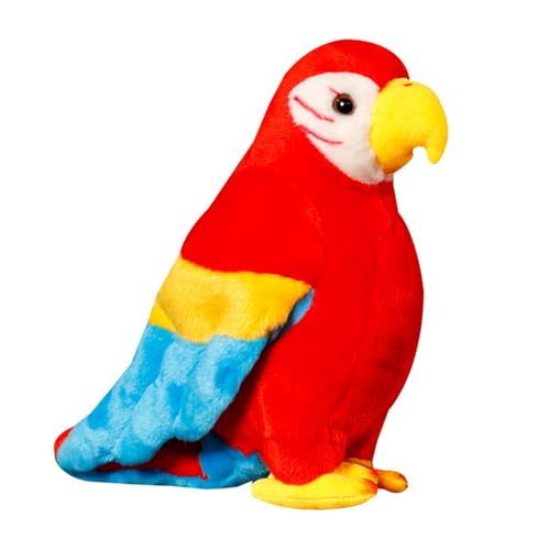 AQCQDQ Kuscheltier Papagei Plüschtier, Simulierter PapageiPuppe Plüsch Spielzeug, Buntes Vogel Stofftier Plüschpuppe Wohnzimmer Kinderzimmer Dopamin Dekoration (Rot) von AQCQDQ