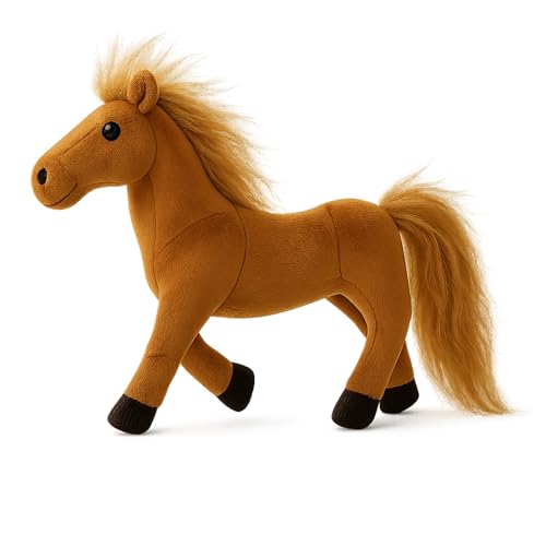 AQCQDQ Kuscheltier Pferd, Plüschtier Pferd Kämmpferd Plüschpferd Plüsch Spielzeug, zum Spielen und Kuscheln, Weiches Schmusetier für Mädchen, Jungen, Babys (20 cm,Dunkelbraun) von AQCQDQ