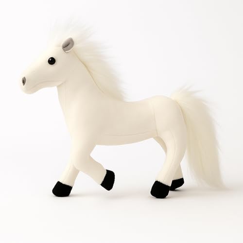 AQCQDQ Kuscheltier Pferd, Plüschtier Pferd Kämmpferd Plüschpferd Plüsch Spielzeug, zum Spielen und Kuscheln, Weiches Schmusetier für Mädchen, Jungen, Babys (20 cm,Weiß) von AQCQDQ