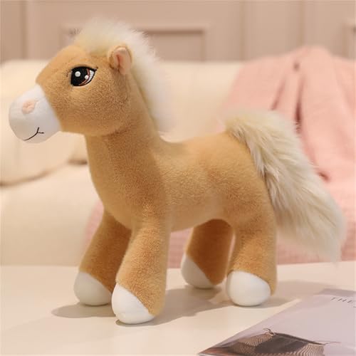 AQCQDQ Kuscheltier Pferd, Stehend Pferd Plüsch Spielzeug, Pferd Plüschtier, Kuscheltier für Kinder, Geschenk für Mädchen (30 cm,Khaki) von AQCQDQ