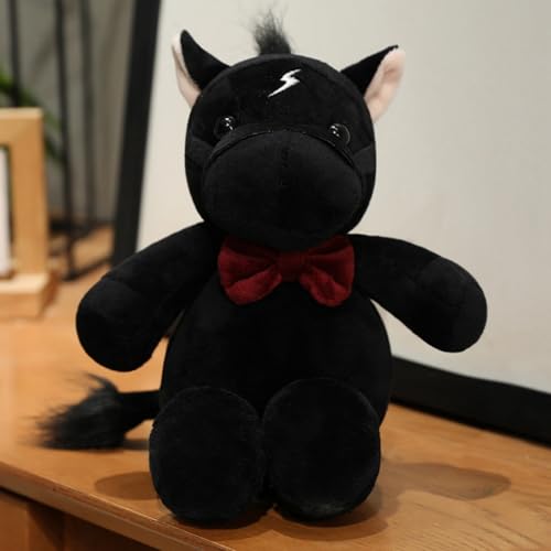 AQCQDQ Kuscheltier Pferd Plüschtier, Stofftier Pferd, Plüsch Pferd, Cartoon Simulation Pony Hengst Puppe Plüsch Spielzeug, Stehend Pony Kuscheltier Geschenk für Kinder (Schwarz) von AQCQDQ