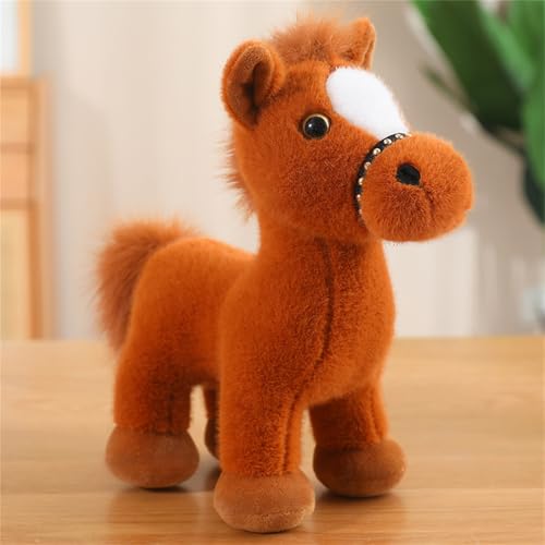 AQCQDQ Kuscheltier Pferd Plüschtier, Weiche Plüsch Pferd Stofftierpuppe, Plüschpferd, für Tierthema Party Geburtstags Dekorationszubehör (20 cm,Dunkelbraun) von AQCQDQ