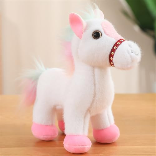 AQCQDQ Kuscheltier Pferd Plüschtier, Weiche Plüsch Pferd Stofftierpuppe, Plüschpferd, für Tierthema Party Geburtstags Dekorationszubehör (20 cm,Weiß) von AQCQDQ