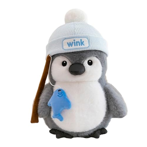 AQCQDQ Kuscheltier Pinguin Stofftier Plüschtier, Pinguin Plüschpuppe mit Kapuze, Kuscheltier für Kinder, Geschenke für Mädchen und Jungen (Angelfreund,23 cm) von AQCQDQ