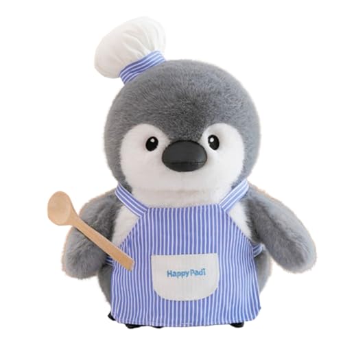 AQCQDQ Kuscheltier Pinguin Stofftier Plüschtier, Pinguin Plüschpuppe mit Kapuze, Kuscheltier für Kinder, Geschenke für Mädchen und Jungen (Koch,32 cm) von AQCQDQ