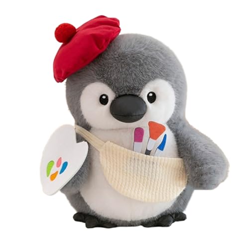 AQCQDQ Kuscheltier Pinguin Stofftier Plüschtier, Pinguin Plüschpuppe mit Kapuze, Kuscheltier für Kinder, Geschenke für Mädchen und Jungen (Maler,32 cm) von AQCQDQ