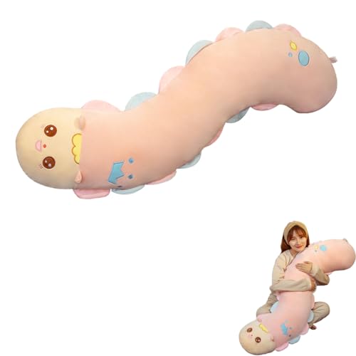 AQCQDQ Kuscheltier Raupe Raupenkissen, Raupe Stofftier, Raupe Plüschtier, Regenbogen Raupe Weiches Langes Wurfkissen Plüsch Spielzeug zum Kuscheln & Spielen Kinder Plüschpuppen (60cm,Rosa) von AQCQDQ