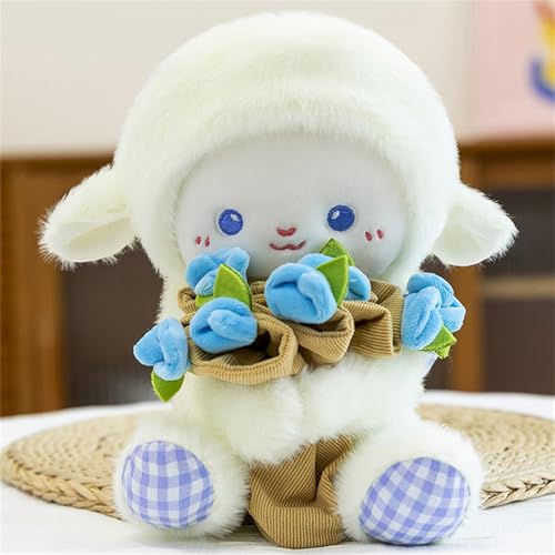 AQCQDQ Kuscheltier Schaf, Rosen Schaf Plüschtier, Kawaii Plüschtiere Schaf Puppen, Soft Cuddly Geschenk für Kinder, Jungen & Mädchen (30 cm,Blau) von AQCQDQ