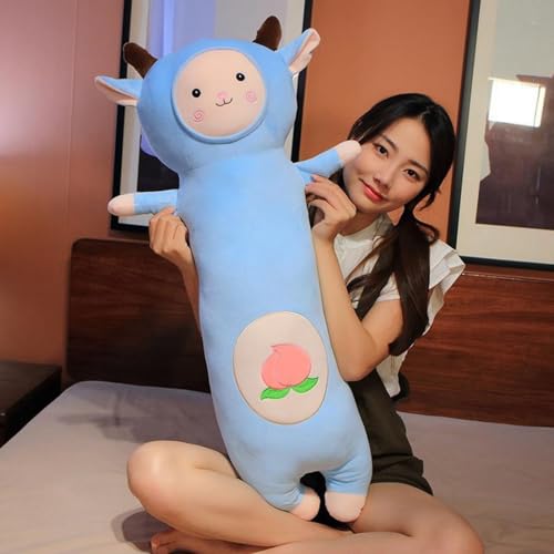 AQCQDQ Kuscheltier Schaf Plüschtier, Schaf Stofftier, Lange Süße Schaf Plüsch Kissen, Schlafkissen Schaf Puppe Spielzeug Tierkissen zum Spielen und Kuscheln (70cm,Blau) von AQCQDQ