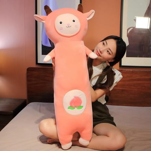 AQCQDQ Kuscheltier Schaf Plüschtier, Schaf Stofftier, Lange Süße Schaf Plüsch Kissen, Schlafkissen Schaf Puppe Spielzeug Tierkissen zum Spielen und Kuscheln (70cm,Rosa) von AQCQDQ