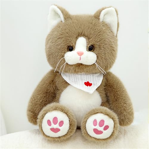 AQCQDQ Kuscheltiere Plüschtier Katze, Katze Plüschtier Umarmung Spielzeug, Niedliche Faulenzer Katzenpuppe, Cartoon Plüsch Kätzchen Tierfiguren Spielzeug Geschenk für Kinder (25 cm,Grau) von AQCQDQ