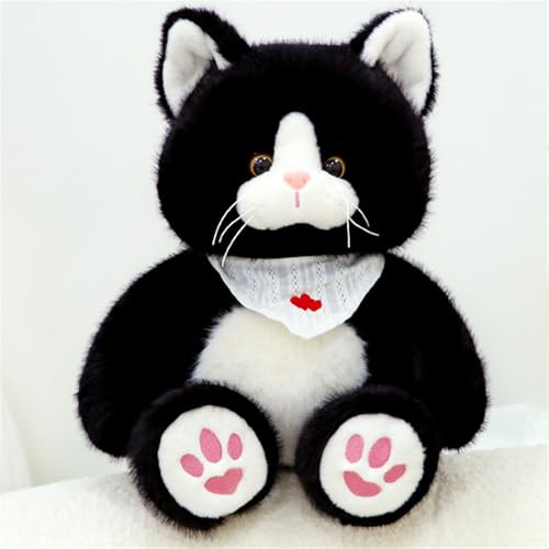 AQCQDQ Kuscheltiere Plüschtier Katze, Katze Plüschtier Umarmung Spielzeug, Niedliche Faulenzer Katzenpuppe, Cartoon Plüsch Kätzchen Tierfiguren Spielzeug Geschenk für Kinder (25 cm,Schwarz) von AQCQDQ