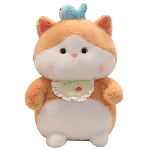 AQCQDQ Kuscheltiere Plüschtier Katze, Plüsch Katze Plüsch Puppen Kuschelig, Niedlicher Fisch Kätzchen Puppe Plüsch, Katze Plüschfiur Spielzeug für Kinder Frauen (25 cm,Blau) von AQCQDQ