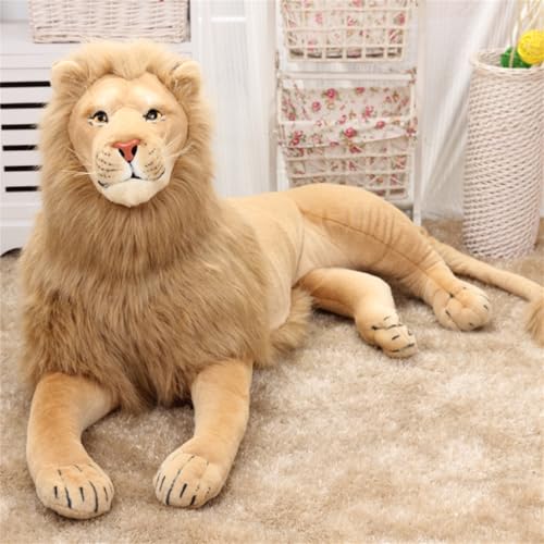 AQCQDQ Lebensechtes Löwe Riesen Kuscheltier XXL, Löwen Plüschtiere Gelb Zoo Wildtier Löwe-Puppe Plüsch Spielzeug, Tier Thema Party Szene Dekoration Fotografie Requisiten (53 cm) von AQCQDQ