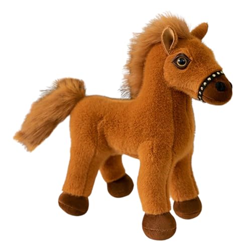 AQCQDQ Lebensechtes Stehendes Pferd Plüschtier 25cm, Realistische Simulation Stofftier Kuscheltier für Kinder und Erwachsene Zimmerdekoration Wurfkissen als Geschenk (35 cm,Hellbraun) von AQCQDQ