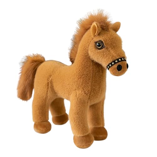 AQCQDQ Lebensechtes Stehendes Pferd Plüschtier 25cm, Realistische Simulation Stofftier Kuscheltier für Kinder und Erwachsene Zimmerdekoration Wurfkissen als Geschenk (35 cm,Khaki) von AQCQDQ