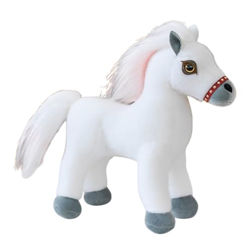 AQCQDQ Lebensechtes Stehendes Pferd Plüschtier 25cm, Realistische Simulation Stofftier Kuscheltier für Kinder und Erwachsene Zimmerdekoration Wurfkissen als Geschenk (35 cm,weiß) von AQCQDQ