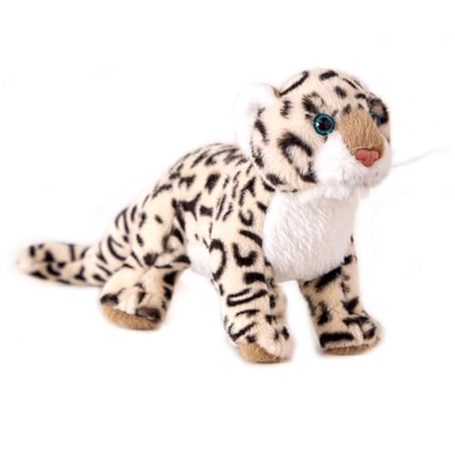 AQCQDQ Leopard Kuscheltier, Lebensechtes Schneeleopard Plüschtier Stofftier Figur, Leopard Flauschig Weich Plüsch Spielzeug Simulation Wildtier Modell Home Office Kawaii Deko Zum Kuscheln (25 cm) von AQCQDQ