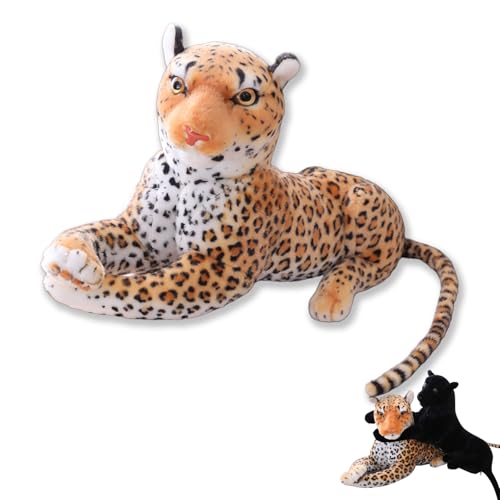 AQCQDQ Leopard Kuscheltier XXL, Süßes Riesen Leopard Plüschtier Schwarzer Panther Stofftier Gepard Plüschtier Puppe Spielzeug Geschenk Für Kinder Jungen Mädchen (30 cm,Gepard) von AQCQDQ