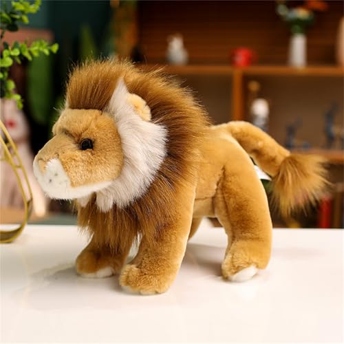 AQCQDQ Löwe Kuscheltier XXL, Plüschtiere Löwe Figur, Lebensechter Löwe Stofftier Flauschiger Weicher, Süßer Wildtier Plüschlöwe Spielzeug Zum Spielen, Sammeln & Kuscheln (25 cm,Braun) von AQCQDQ
