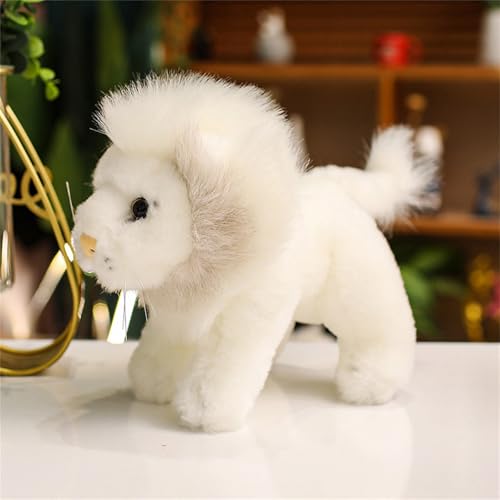 AQCQDQ Löwe Kuscheltier XXL, Plüschtiere Löwe Figur, Lebensechter Löwe Stofftier Flauschiger Weicher, Süßer Wildtier Plüschlöwe Spielzeug Zum Spielen, Sammeln & Kuscheln (25 cm,Weiß) von AQCQDQ