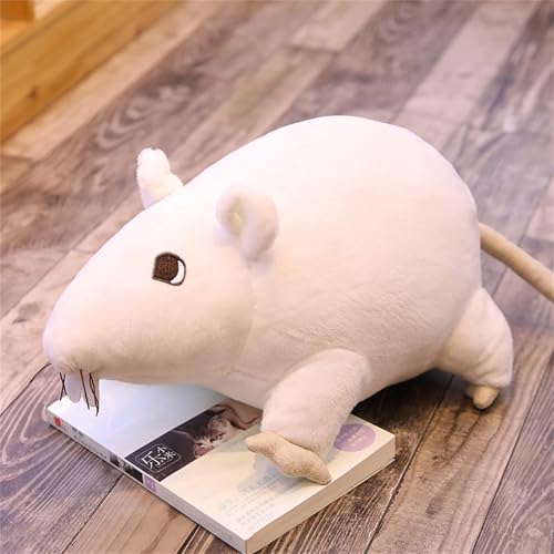 AQCQDQ Maus Kuscheltier, Simulation Maus Plüsch Puppe, Maus Plushie, Flauschiger Stofftier zum Kuscheln und Spielen, Geschenk für Kinder (60 cm,Weiß) von AQCQDQ