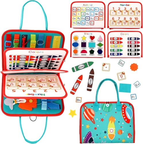 AQCQDQ Meafeng Busy Board Montessori Spielzeug ab 1 2 3 Jahre, 20 in 1 Busy Book Activity Board mit Bauernhof Thema, Busy Book Vorschulkinder Lernen Spielzeug für Mädchen Junge (Grün) von AQCQDQ