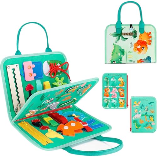 AQCQDQ Montessori Busy Board, Filzbuch Kinder ab 1 Jahr, Busy Book aus Filz, 3D Filz Beschäftigungsbuch Pädagogisches Sensorisches Spielzeug, Busy Board Weichem für FrüHe Bildung (A) von AQCQDQ