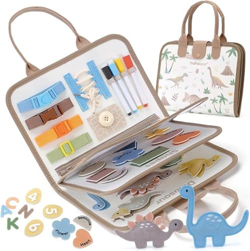 AQCQDQ Montessori Busy Board, Filzbuch Kinder ab 1 Jahr, Busy Book aus Filz, Pädagogisches Sensorisches Spielzeug, Busy Board Weichem Filz für Frühe Bildung (Grau) von AQCQDQ