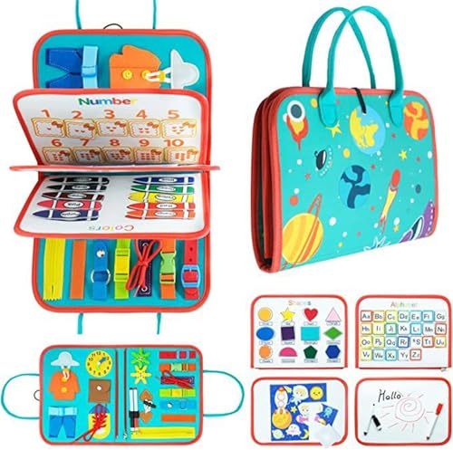 AQCQDQ Montessori Spielzeug ab 1 Jahr, 10-in-1 Busy Board Weichem Filz Für Frühe Bildung, Bauernhof Busy Book Stille Buch Aus Weichem, Baby Geschenk Spielzeug ab 1 Jahr Für Kinder (#C) von AQCQDQ