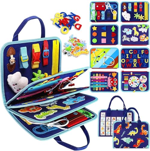 AQCQDQ Montessori Spielzeug ab 1 Jahr, 10-in-1 Busy Board Weichem Filz Für Frühe Bildung, Bauernhof Busy Book Stille Buch Aus Weichem, Baby Geschenk Spielzeug ab 1 Jahr Für Kinder (#D) von AQCQDQ