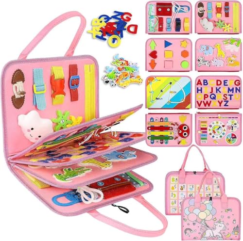 AQCQDQ Montessori Spielzeug ab 1 Jahr, 10-in-1 Busy Board Weichem Filz Für Frühe Bildung, Bauernhof Busy Book Stille Buch Aus Weichem, Baby Geschenk Spielzeug ab 1 Jahr Für Kinder (#E) von AQCQDQ