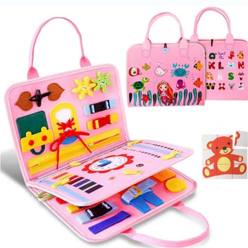 AQCQDQ Montessori Spielzeug ab 1 Jahr, 10-in-1 Busy Board Weichem Filz Für Frühe Bildung, Bauernhof Busy Book Stille Buch Aus Weichem, Baby Geschenk Spielzeug ab 1 Jahr Für Kinder (#F) von AQCQDQ