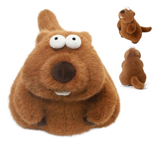 AQCQDQ Murmeltier Kuscheltier, 29cm Braun Murmeltier Stofftier Plüschtier Plüschpuppe Schlafendes Flauschig Kissen Für Mädchen, Süßes Murmeltier Spielzeug Geschenke (Braun) von AQCQDQ