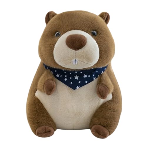 AQCQDQ Murmeltier Kuscheltier, Murmeltier Plushie, Murmeltier-Plüsch Spielzeug mit Schals, Biber Plüschpuppe, Geschenk für Freunde und Kinder (50 cm,Blaues Halstuch) von AQCQDQ