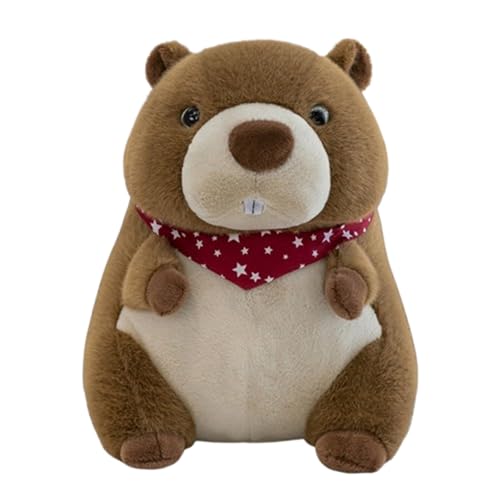 AQCQDQ Murmeltier Kuscheltier, Murmeltier Plushie, Murmeltier-Plüsch Spielzeug mit Schals, Biber Plüschpuppe, Geschenk für Freunde und Kinder (50 cm,Rotes Halstuch) von AQCQDQ