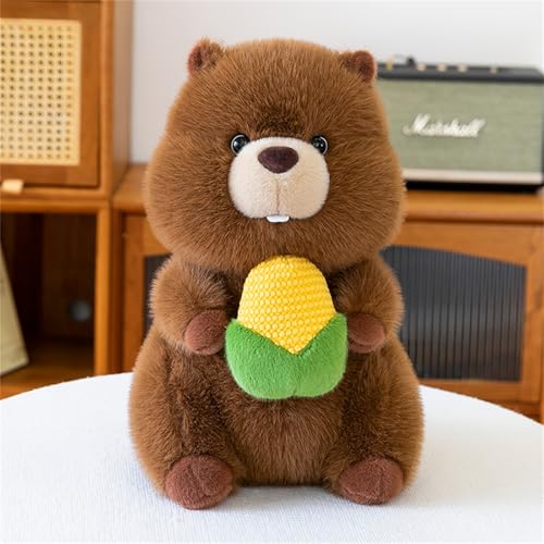 AQCQDQ Murmeltier Kuscheltier, Murmeltier Plushie, Plüsch Biber, Süßes Kuscheltier mit Mais und Äpfel, Murmeltier Plüschpuppe, Geschenk für Kinder (50 cm,A) von AQCQDQ