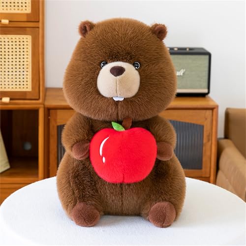 AQCQDQ Murmeltier Kuscheltier, Murmeltier Plushie, Plüsch Biber, Süßes Kuscheltier mit Mais und Äpfel, Murmeltier Plüschpuppe, Geschenk für Kinder (50 cm,B) von AQCQDQ
