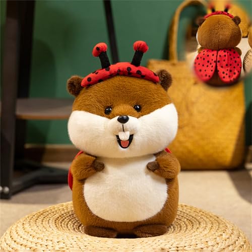 AQCQDQ Murmeltier Plüsch Kuscheltier, Kuscheltier Murmeltier, Hamster Plüschtier, Das Niedliche Murmeltier Verwandelt Sich In Eine Biene, Geschenk für Kinder Jungen Mädchen (37 cm,Marienkäfer) von AQCQDQ