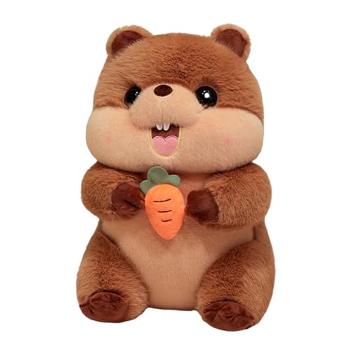 AQCQDQ Murmeltier Plüschpuppe | Hamster Kuscheltier | Süßes Murmeltier Spielzeug Plüschtiere Mit Karotte Stofftier Flauschig Kissen Zum Kuscheln, Spielen Für Geschenke (40 cm,Braun) von AQCQDQ