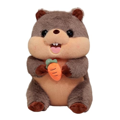 AQCQDQ Murmeltier Plüschpuppe | Hamster Kuscheltier | Süßes Murmeltier Spielzeug Plüschtiere Mit Karotte Stofftier Flauschig Kissen Zum Kuscheln, Spielen Für Geschenke (40 cm,Kaffee) von AQCQDQ
