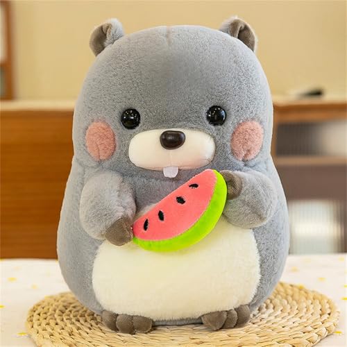 AQCQDQ Murmeltier Plüschtier, Süße Kuscheltier Murmeltier, Weich und Bequem Murmeltier Wurfkissen, Kuscheltier Biber Plüschtier, Geschenke für Mädchen und Jungen (30 cm,Wassermelone) von AQCQDQ