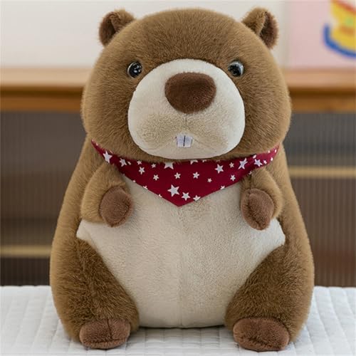 AQCQDQ Murmeltier Plushie, Kuscheltier Murmeltier, Süßes Stofftier Murmeltier Plüsch Spielzeug Geschenk für Kinder, Jungen und Mädchen (50 cm,Rot) von AQCQDQ