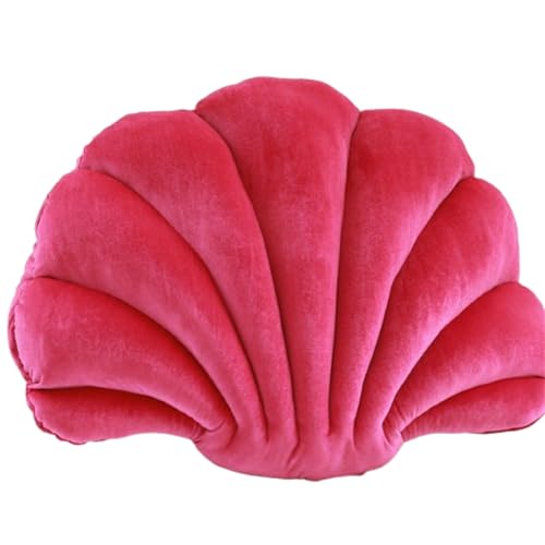 AQCQDQ Muschelförmiges Kissen,Muschel-Form,Samt, gemütlich, solide, dekorativer Couchkissen, Überwurfkissen mit Kisseneinsatz für Zuhause,Schlafzimmer, Büro, Bodenkissen, (66x50 cm,Rosenrot) von AQCQDQ