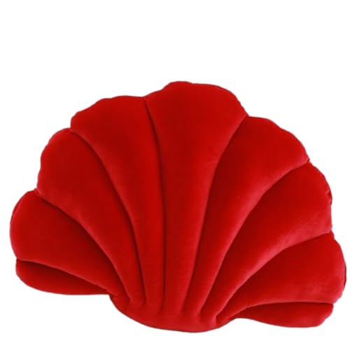 AQCQDQ Muschelförmiges Kissen,Muschel-Form,Samt, gemütlich, solide, dekorativer Couchkissen, Überwurfkissen mit Kisseneinsatz für Zuhause,Schlafzimmer, Büro, Bodenkissen, (66x50 cm,rot) von AQCQDQ