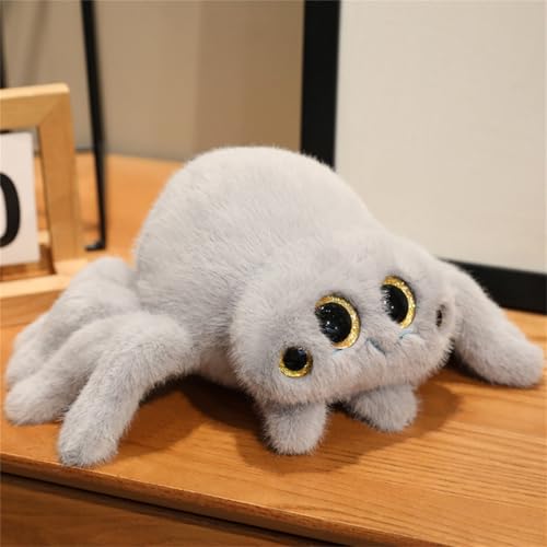 AQCQDQ Niedliches Spinnen-Plüschtier, Halloween Plüsch Spinnen Ornament, Lebensechte Spinne Plüschtier Puppe, Kuscheltier Geschenk Spinnenpuppe Für Kinder Geschenk (16 x 25 cm,Grau) von AQCQDQ