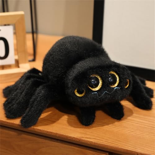 AQCQDQ Niedliches Spinnen-Plüschtier, Halloween Plüsch Spinnen Ornament, Lebensechte Spinne Plüschtier Puppe, Kuscheltier Geschenk Spinnenpuppe Für Kinder Geschenk (16 x 25 cm,Schwarz) von AQCQDQ