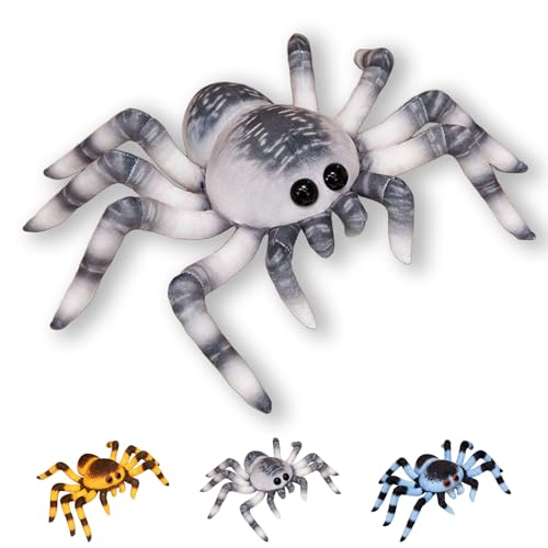 AQCQDQ Niedliches Spinnen-Plüschtier, Spinne Stofftier Kuscheltier Plüschtier, Süßes Heimdekoration, Halloween Cartoon Spinne Plüschtier für Kinder Geburtstage und Besondere Anlässe (30 cm,Grau) von AQCQDQ