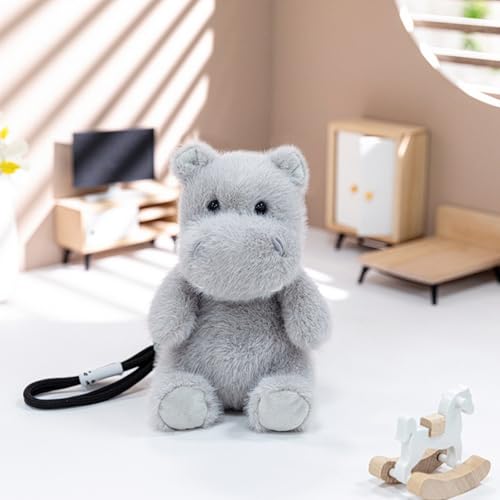 AQCQDQ Nilpferd Kuscheltier, Nilpferd Stofftier, Simuliertes Tier Nilpferd Plüschtier, Weich Hippo Puppe Nilpferd Plüsch Anhänger Geschenke für Kinder und Erwachsene (15cm) von AQCQDQ